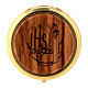 Pyx for hosts of 2.2 in diameter, candle, olivewood plate s1