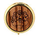 Pyx for hosts of 2.2 in diameter, Last Supper, olivewood plate s1