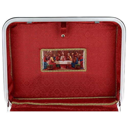 Travel mass kit with red satin lining, 14x18x6 in, Last Supper 2