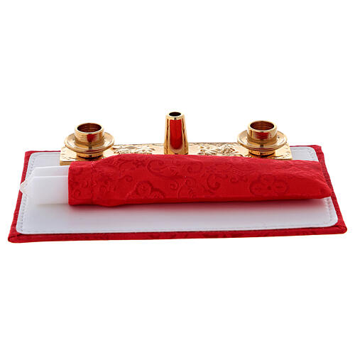 Travel mass kit with red satin lining, 14x18x6 in, Last Supper 13