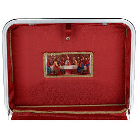 Travel liturgy mass suitcase interior red satin 35x45x15cm Last Supper
