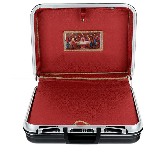 Travel liturgy mass suitcase interior red satin 35x45x15cm Last Supper 5