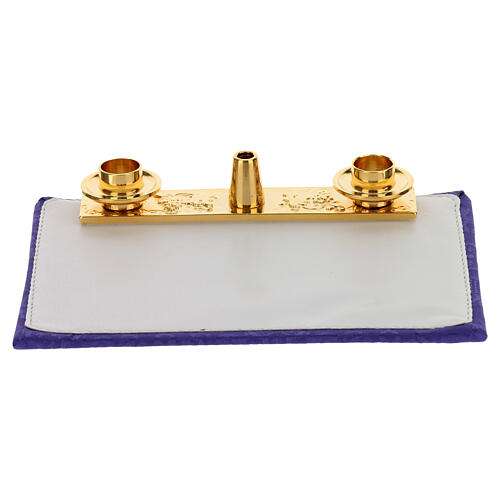 Walizka do celebracji z atłasu żakardowego w kolorze fioletowym, z prawdziwej skóry, o wymiarach 14×18×11 cm 9