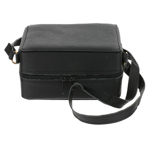 Mass travel kit in real black leather with golden interior 15x20x10 cm 7