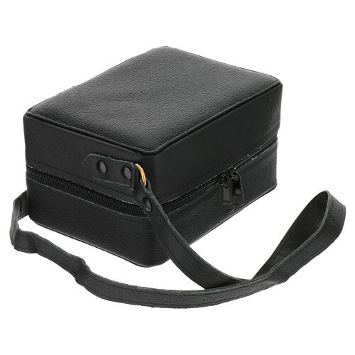 Mass travel kit in real black leather with golden interior 15x20x10 cm 11