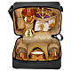 Mass travel kit in real black leather with golden interior 15x20x10 cm s1