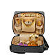 Mass travel kit in real black leather with golden interior 15x20x10 cm s4