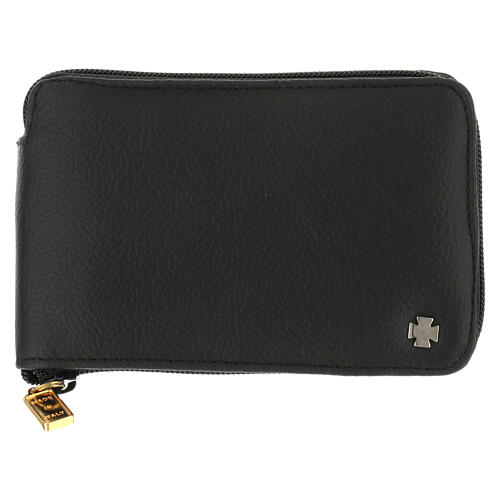 Black genuine leather Viaticum case with violet lining, 6x4 in 5