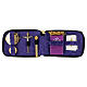 Astuccio portaviatico raso viola vera pelle nera 16x10 cm s1