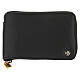 Astuccio portaviatico raso viola vera pelle nera 16x10 cm s5