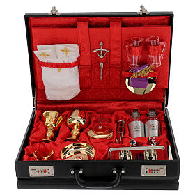 Deluxe 24 hour travel mass kit suitcase in red satin faux leather