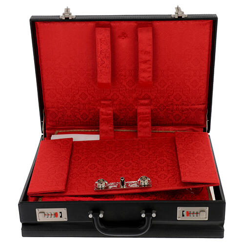 Deluxe 24 hour travel mass kit suitcase in red satin faux leather 11