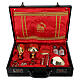 Black eco-leather briefcase with red satin lining and lamb embroidery s1