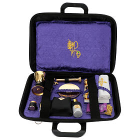 Celebration briefcase in eco-leather and purple satin, 12x16 in