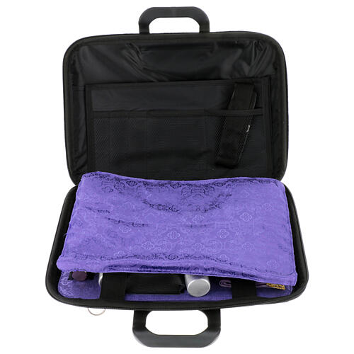 Celebration briefcase in eco-leather and purple satin, 12x16 in 4