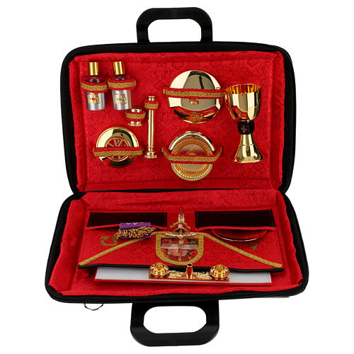 Celebration briefcase with red jacquard satin lining, complete set, 12x16 in 5