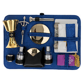 Panneau complet messe pour valise 35x25 cm satin bleu