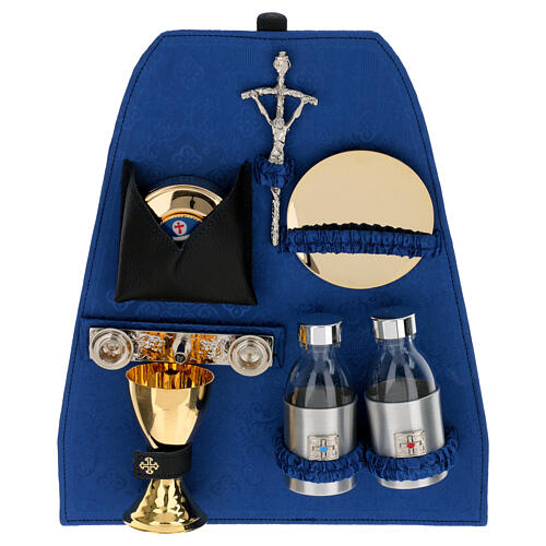 Backpack for celebration in blue satin and waterproof technical fabric 2