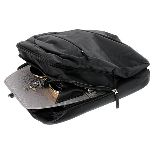 Black waterproof fabric celebration backpack with grey satin interior 5