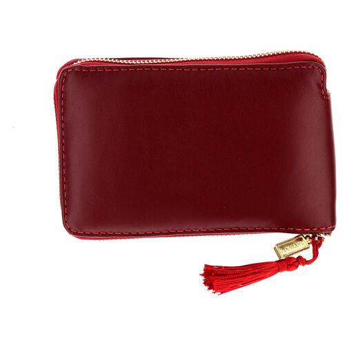Etui na wiatyk z czerwonej skóry cielęcej z brokatem, alfa omega, 8x12x2 cm 8
