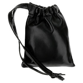 Bolsa para viático em couro ecológico com caixa cruz e sanguíneo 10x10 cm