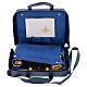 Blue leather celebration bag with golden brass kit, 10x12x4 in s4