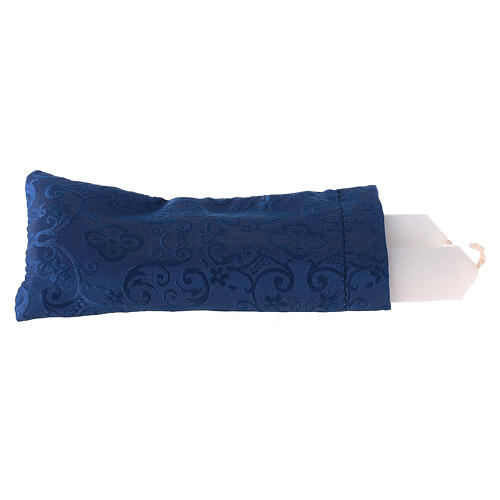 Borsa celebrazione pelle blu interno kit ottone dorato 25x30x10 cm 13