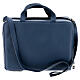 Borsa celebrazione pelle blu interno kit ottone dorato 25x30x10 cm s14