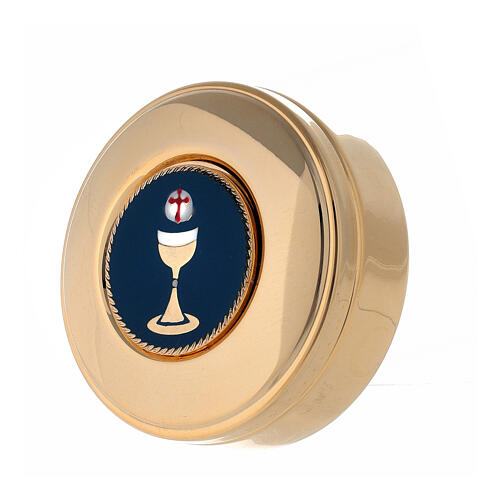 Bolsa de celebração em pele azul com interior em latão dourado 25x30x10 cm 9