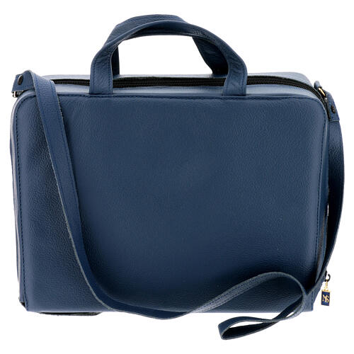 Bolsa de celebração em pele azul com interior em latão dourado 25x30x10 cm 14