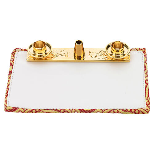 Black eco-leather briefcase with golden brocade, Alpha and Omega 10