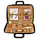 Black eco-leather briefcase with golden brocade, Alpha and Omega s1