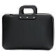 Black eco-leather briefcase with golden brocade, Alpha and Omega s4