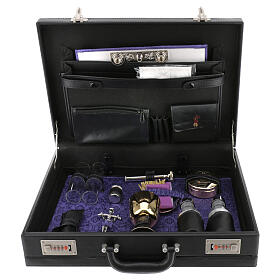 Valise-chapelle attache-case intérieur violet kit complet pour célébrations