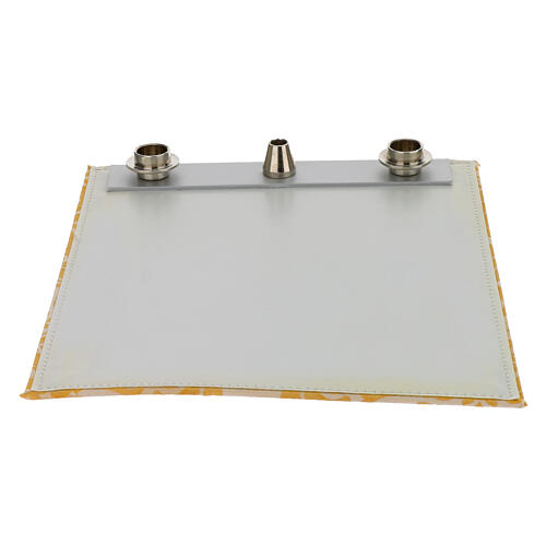 Black faux leather backpack with yellow interior for celebration kit, 16x12 in 11