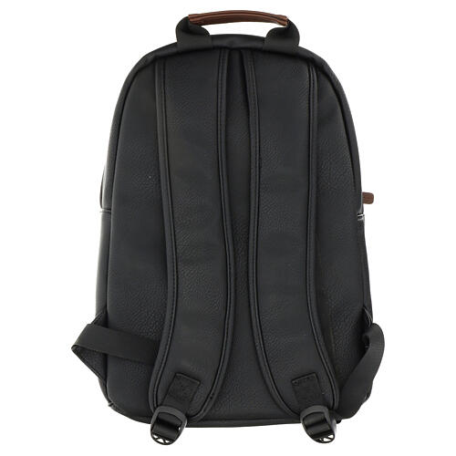 Mochila em couro sintético preto com interior amarelo para celebração com conjunto 40x30 cm 19