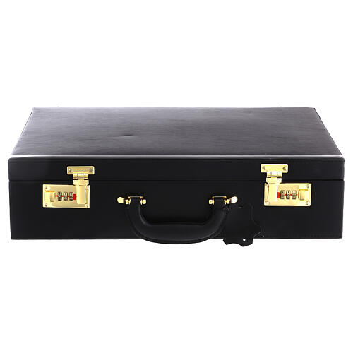 Leather mass kit briefcase, red satin lining 13