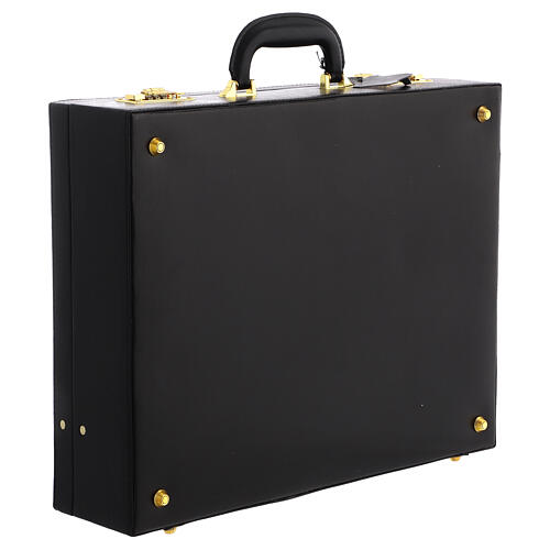 Leather mass kit briefcase, red satin lining 14