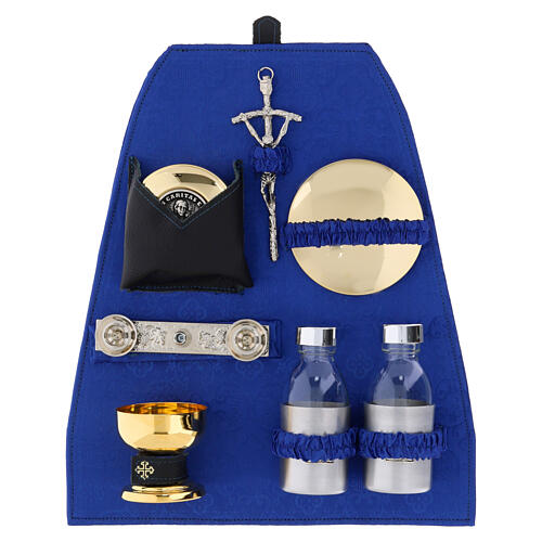 Panneau pour sac à dos kit célébration satin bleu damassé 35x30 cm 1