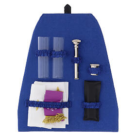 Pannello per celebrazione per zaino raso blu damascato 35x30 cm