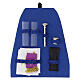 Pannello per celebrazione per zaino raso blu damascato 35x30 cm s2