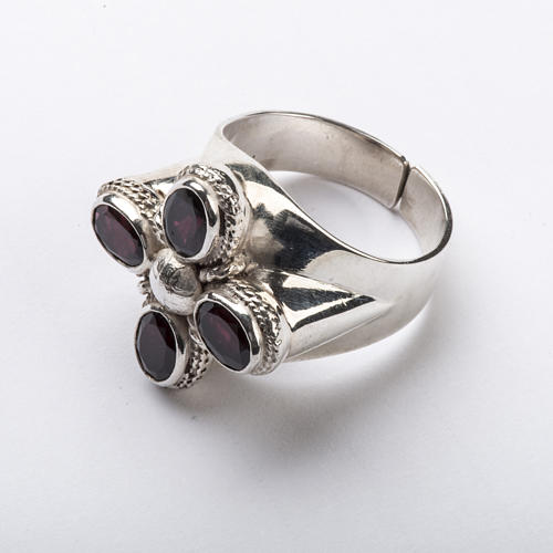Bishop Ring in silver 925 with four garnet stones 3
