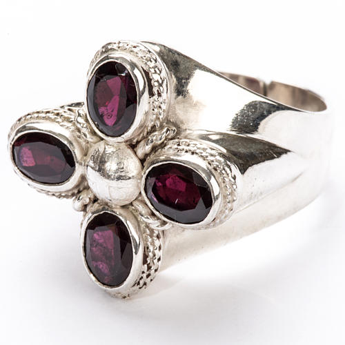 Bishop Ring in silver 925 with four garnet stones 5