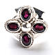 Bishop Ring in silver 925 with four garnet stones s2