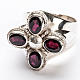 Bishop Ring in silver 925 with four garnet stones s4