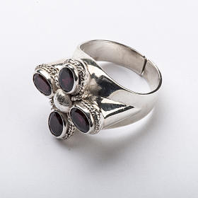 Bishop Ring in silver 925 with four garnet stones s3