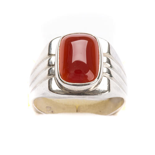 Bishop Ring, silver 925 with red carnelian stone 4