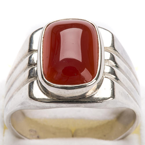 Bishop Ring, silver 925 with red carnelian stone 5