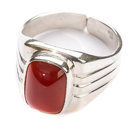Bishop Ring, silver 925 with red carnelian stone