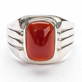 Bishop Ring, silver 925 with red carnelian stone